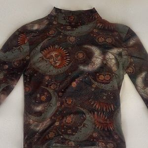 mesh long sleeve mock turtleneck